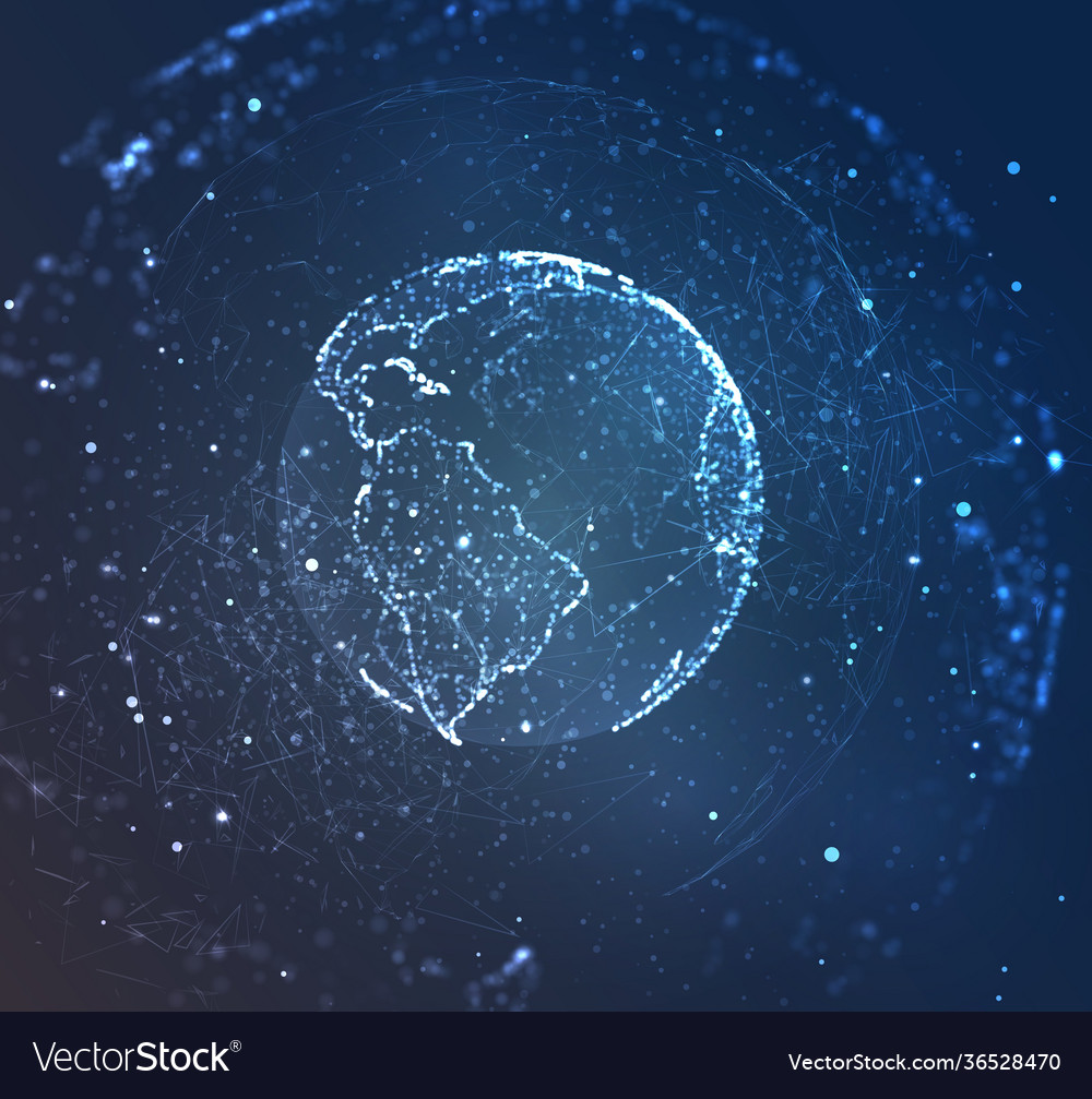 Globe planet earth from dots concept bigdata Vector Image Globe planet earth from dots concept bigdata