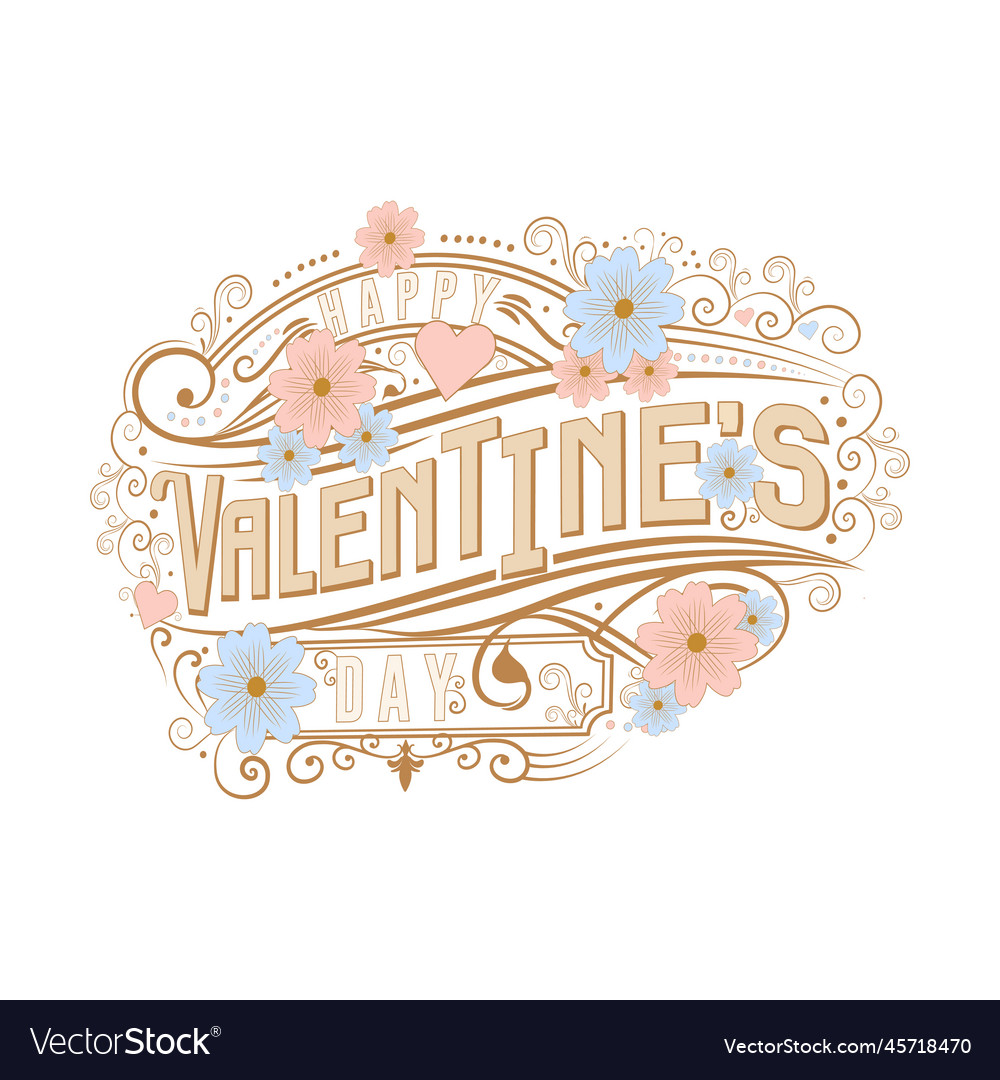 Happy valentines day beautiful vintage text