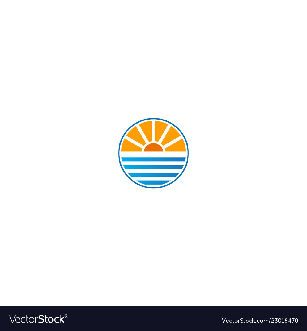 Horizon nature sea and sun logo vector image Horizon nature sea and sun logo