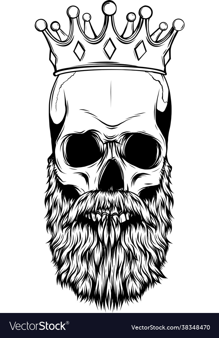 King skull with beard Royalty Free Vector Image