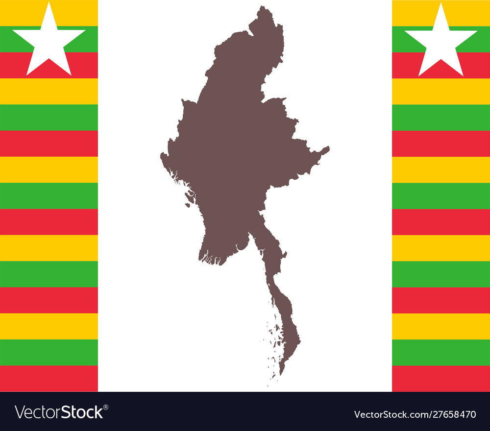 Map myanmar on background with flag