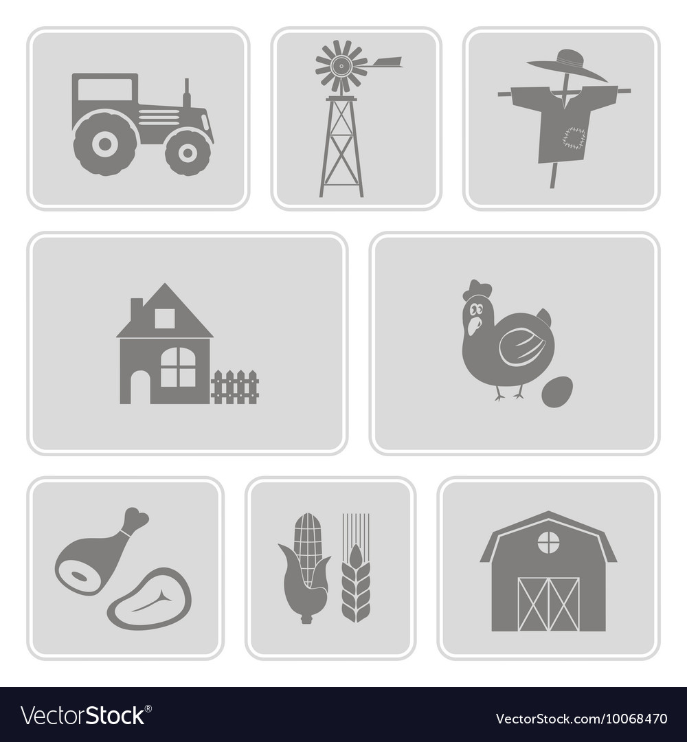 Einfarbiges Set mit landwirtschaftlichen Icons