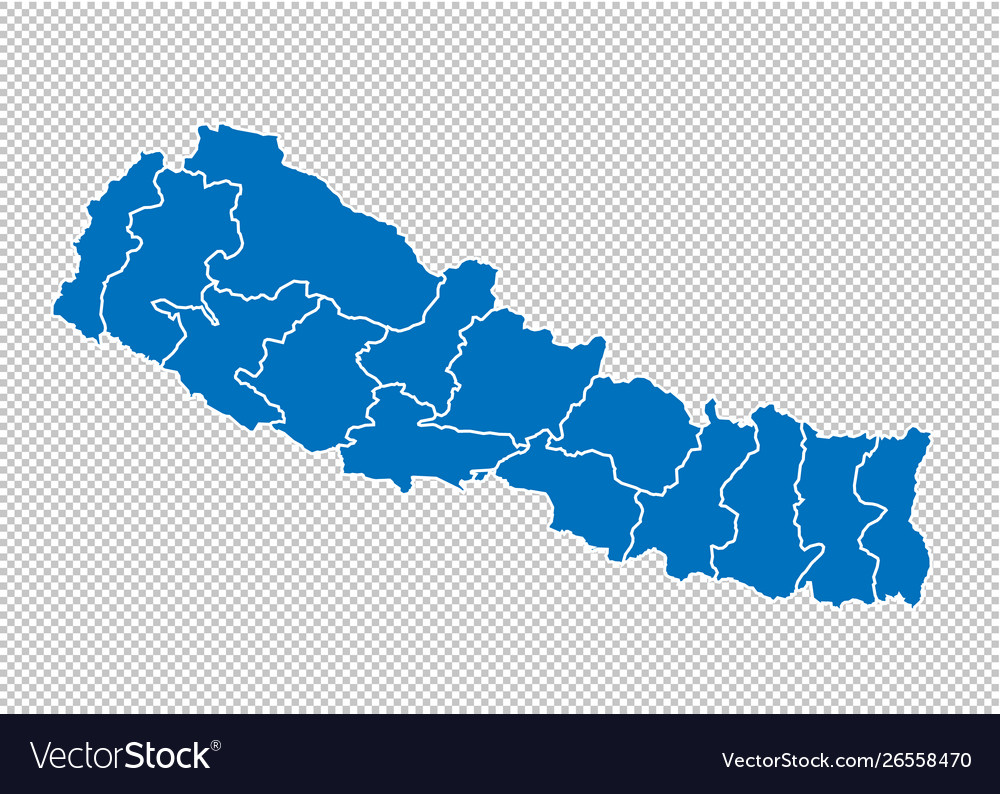 Nepal map - high detailed blue map Royalty Free Vector Image