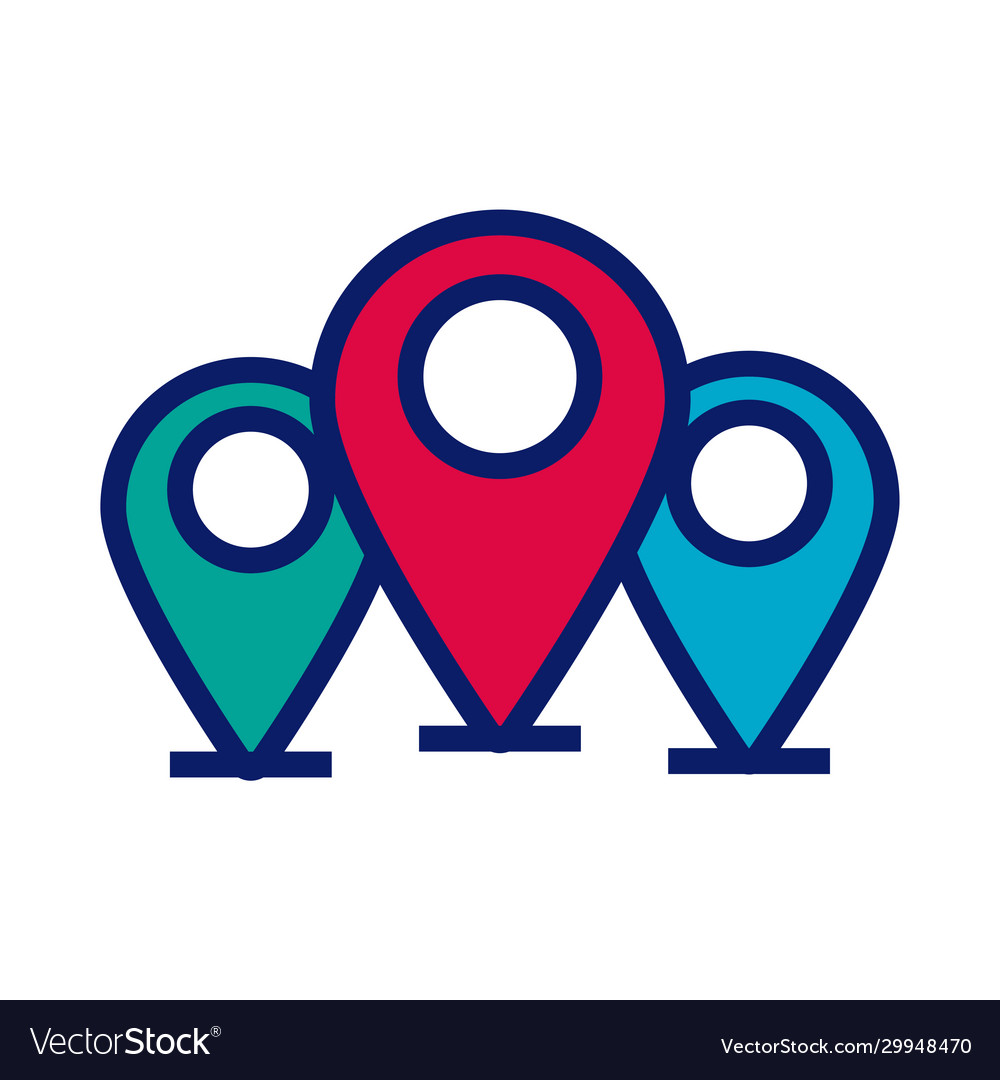 Pins pointers location line and fill style icon