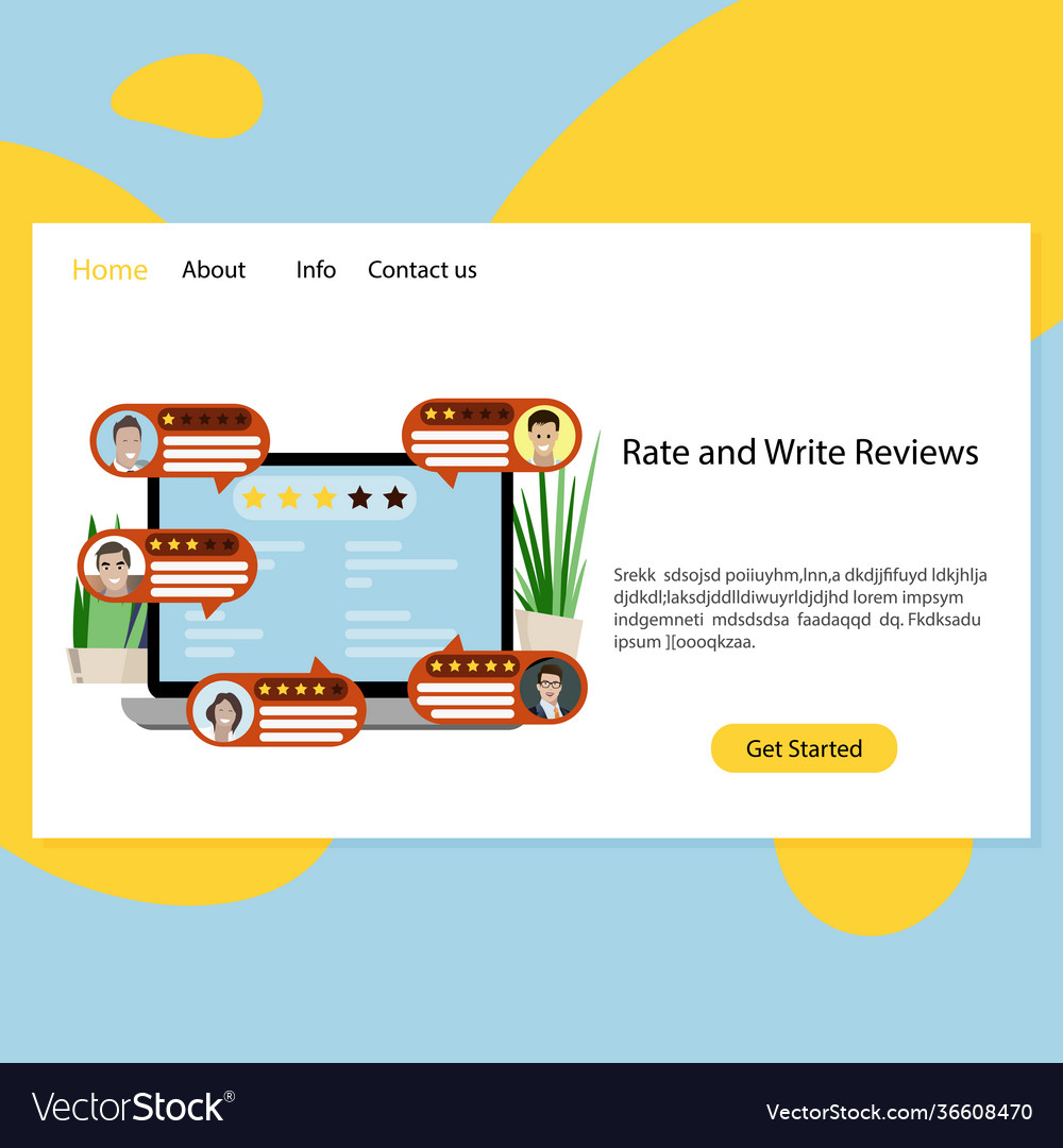 Rate and write review landing page comment vector image Rate and write review landing page comment