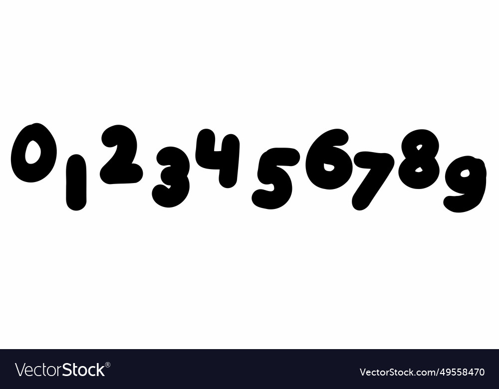 Rounded black digits numbers font from 0 to 9 vector image Rounded black digits numbers font from 0 to 9