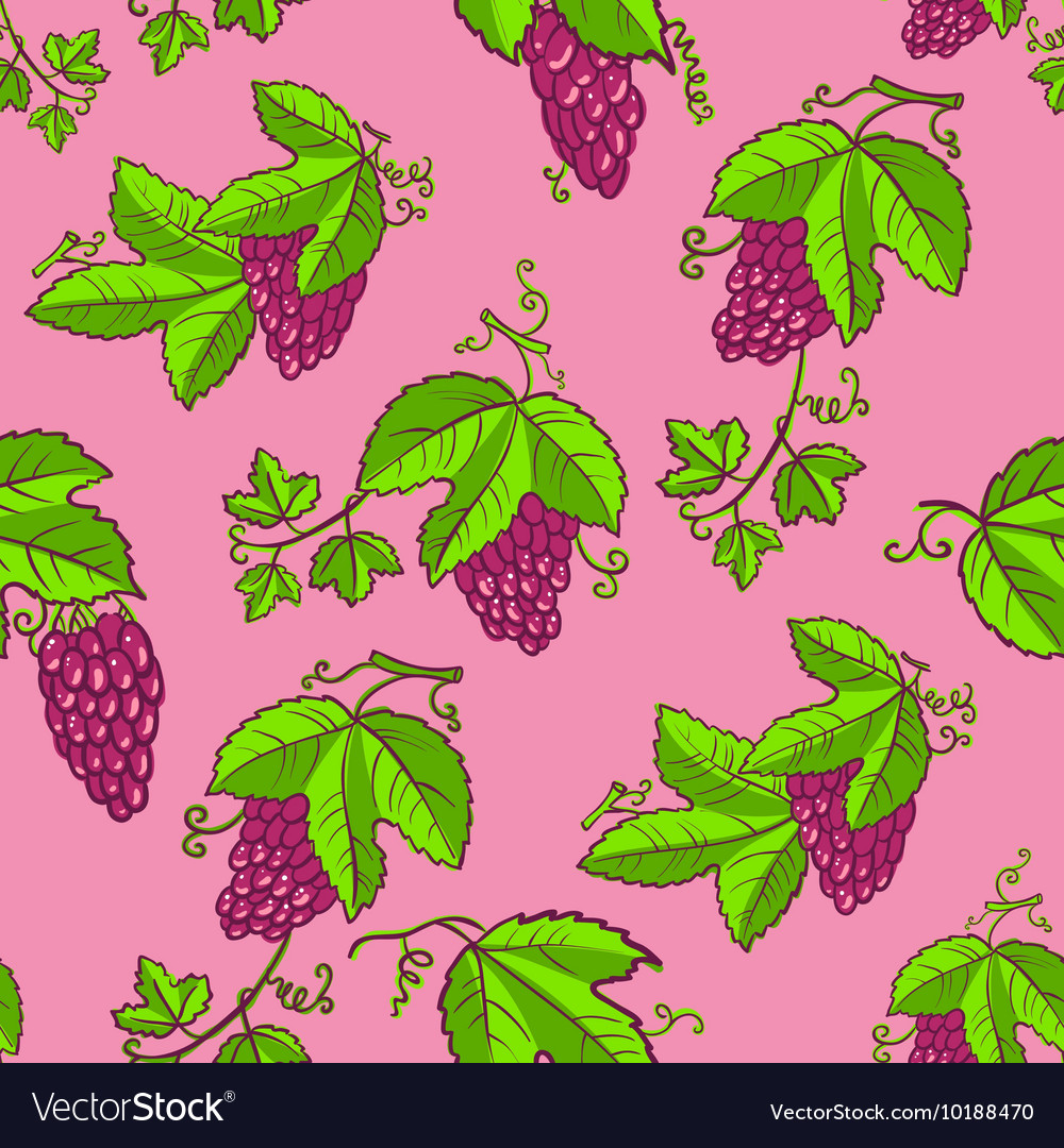 Seamless pattern with grape and leaves