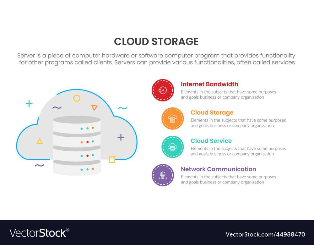Server cloud storage database infographic concept vector image Server cloud storage database infographic concept