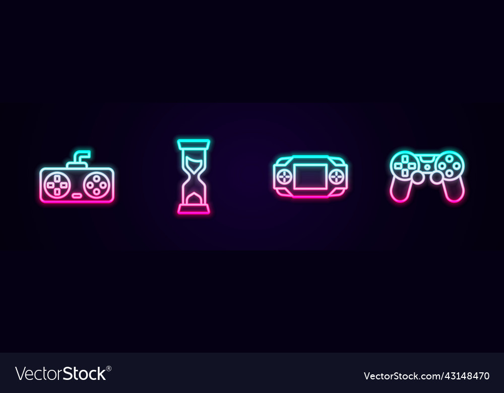 Set line game controller or joystick old vector image Set line game controller or joystick old