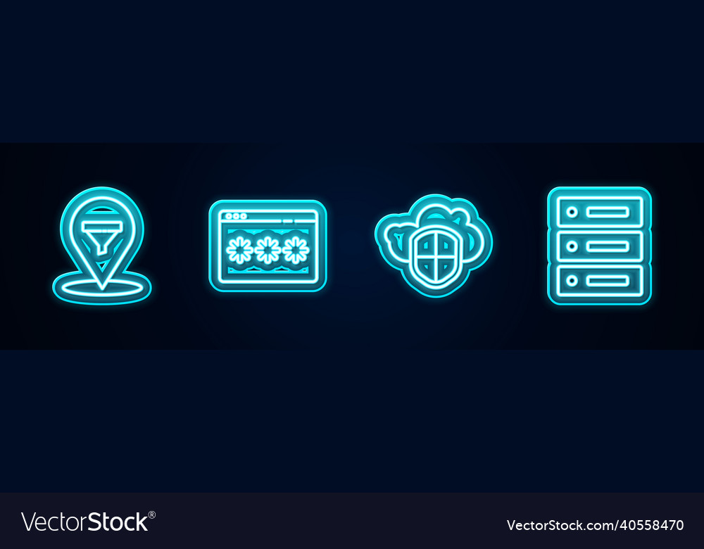 Set line location with sales funnel password vector image Set line location with sales funnel password