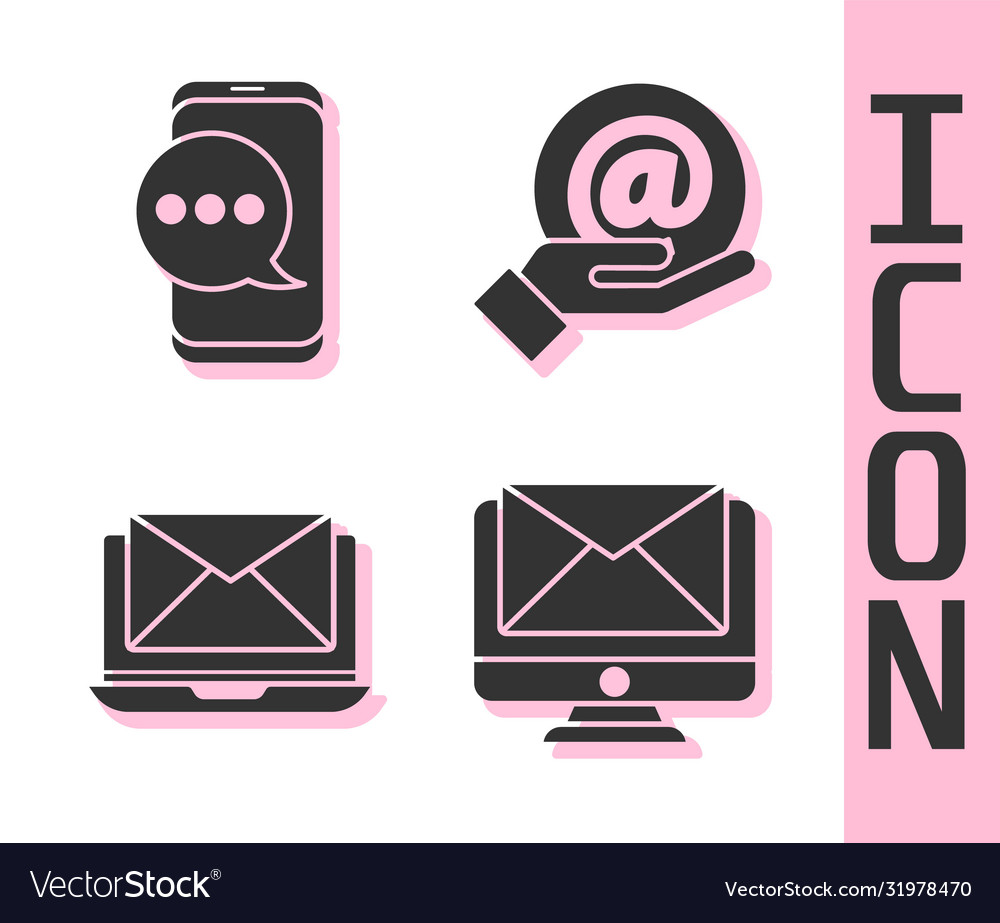Set monitor and envelope chat messages vector image Set monitor and envelope chat messages