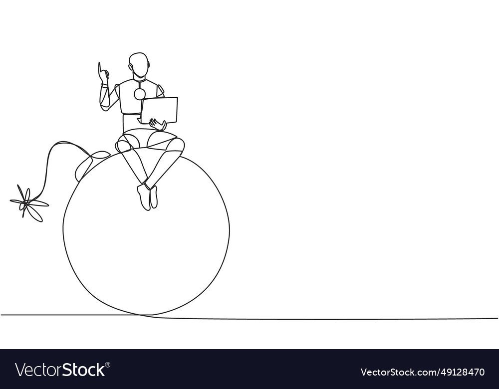 Single continuous line drawing robotic artificial Vector Image Single continuous line drawing robotic artificial
