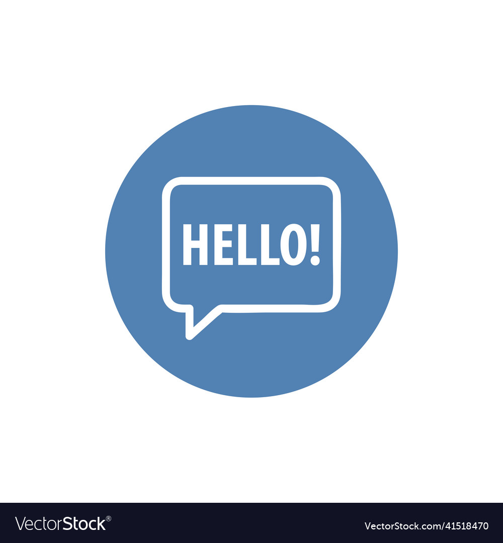 Speech bubble icon with text hello simple flat vector image Speech bubble icon with text hello simple flat