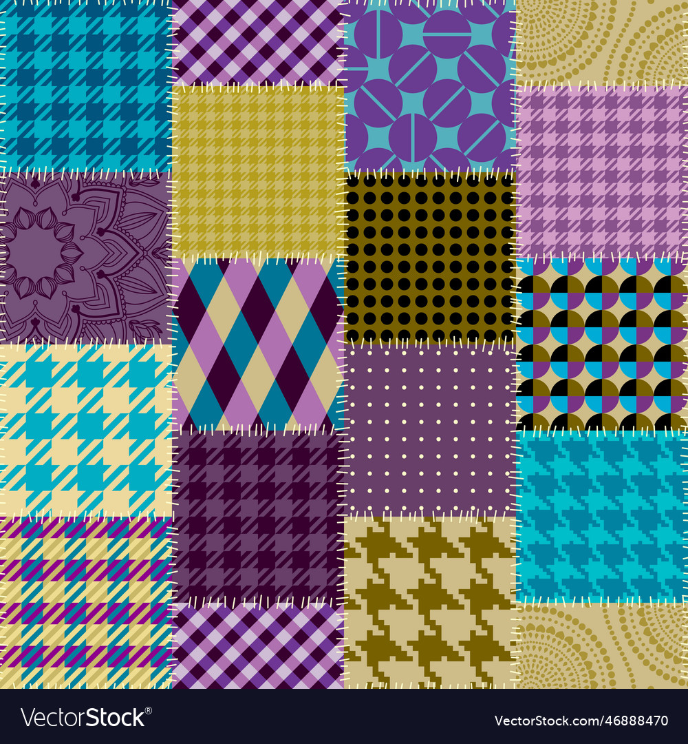 Textille patchwork pattern seamless image Vector Image