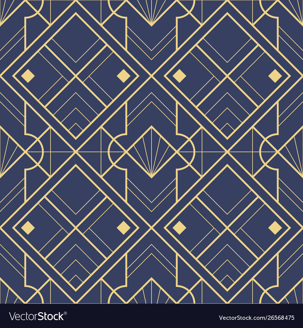 Abstract art deco geometric tiles pattern on blue Vector Image