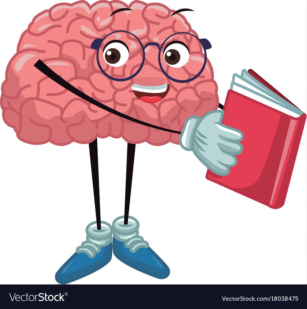 Download Cute brain reading cartoon Royalty Free Vector Image