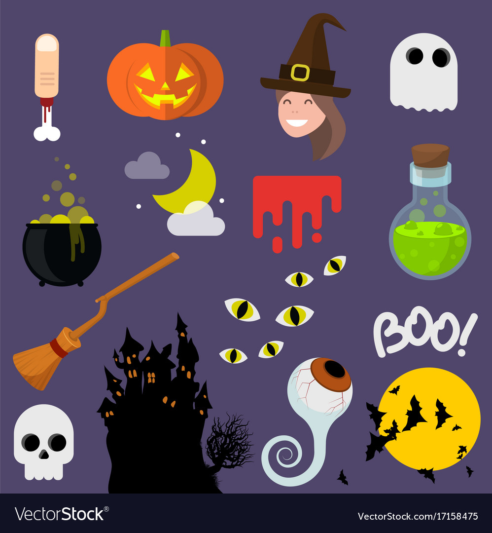 Flat Design Halloween Icons Royalty Free Vector Image