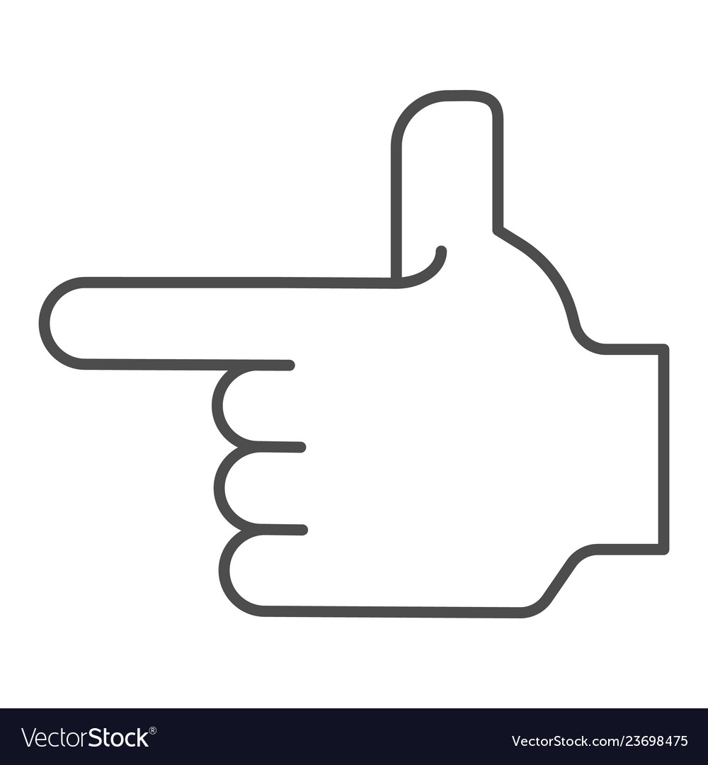 Hand pointing left thin line icon direction