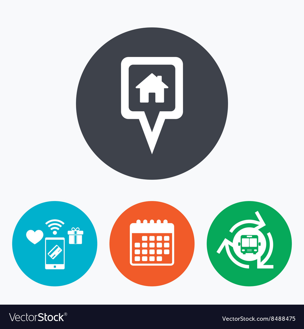 Map pointer house sign icon marker symbol