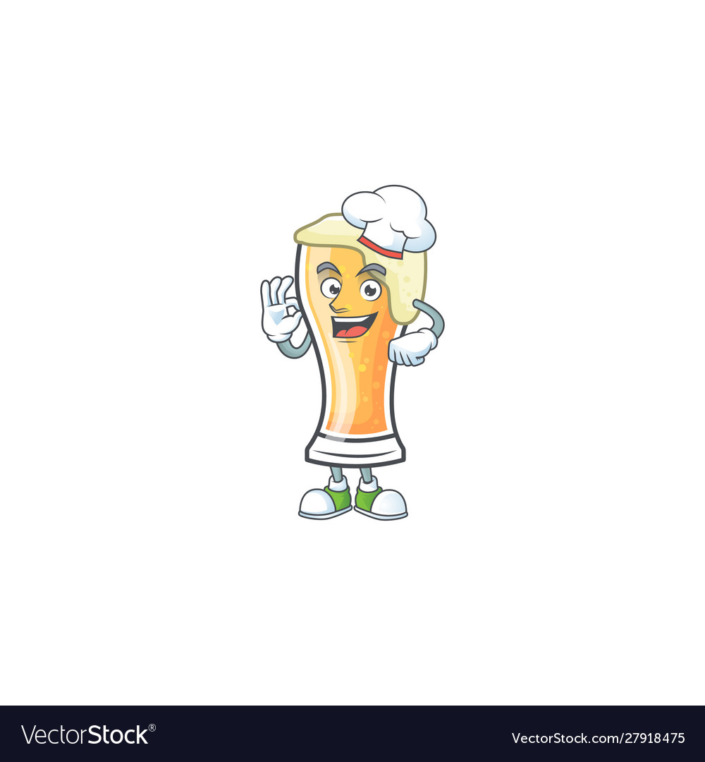 Mascot a chef in cartoon beer glass Royalty Free Vector