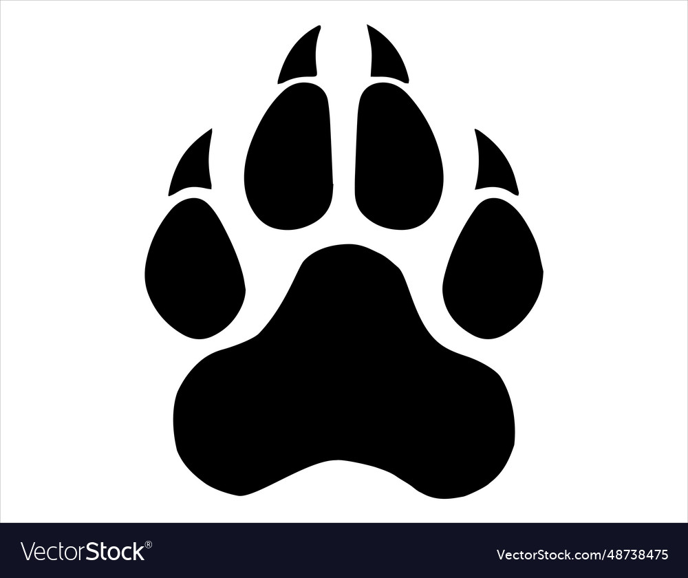 Panther paw silhouette art Royalty Free Vector Image