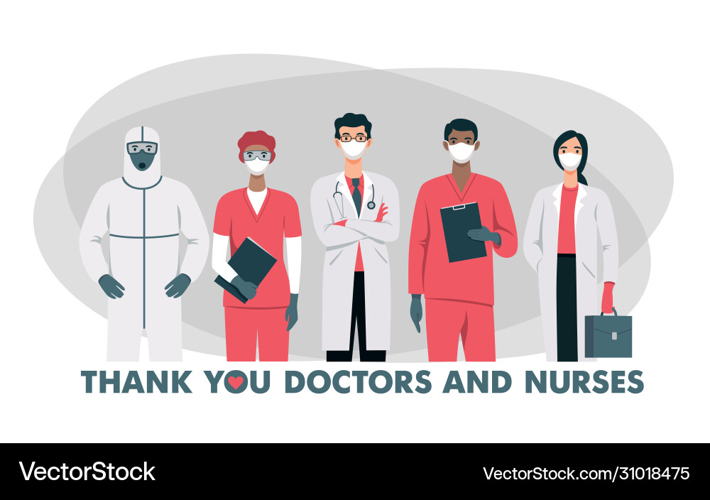 Set doctors and nurses Royalty Free Vector Image