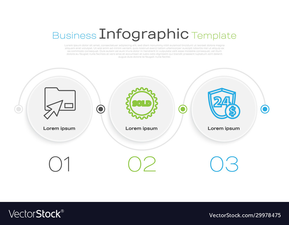 Set line cursor click document folder sold label vector image Set line cursor click document folder sold label