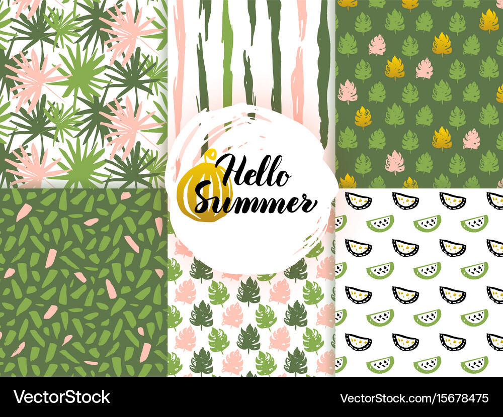 Summer nature seamless patterns Royalty Free Vector Image