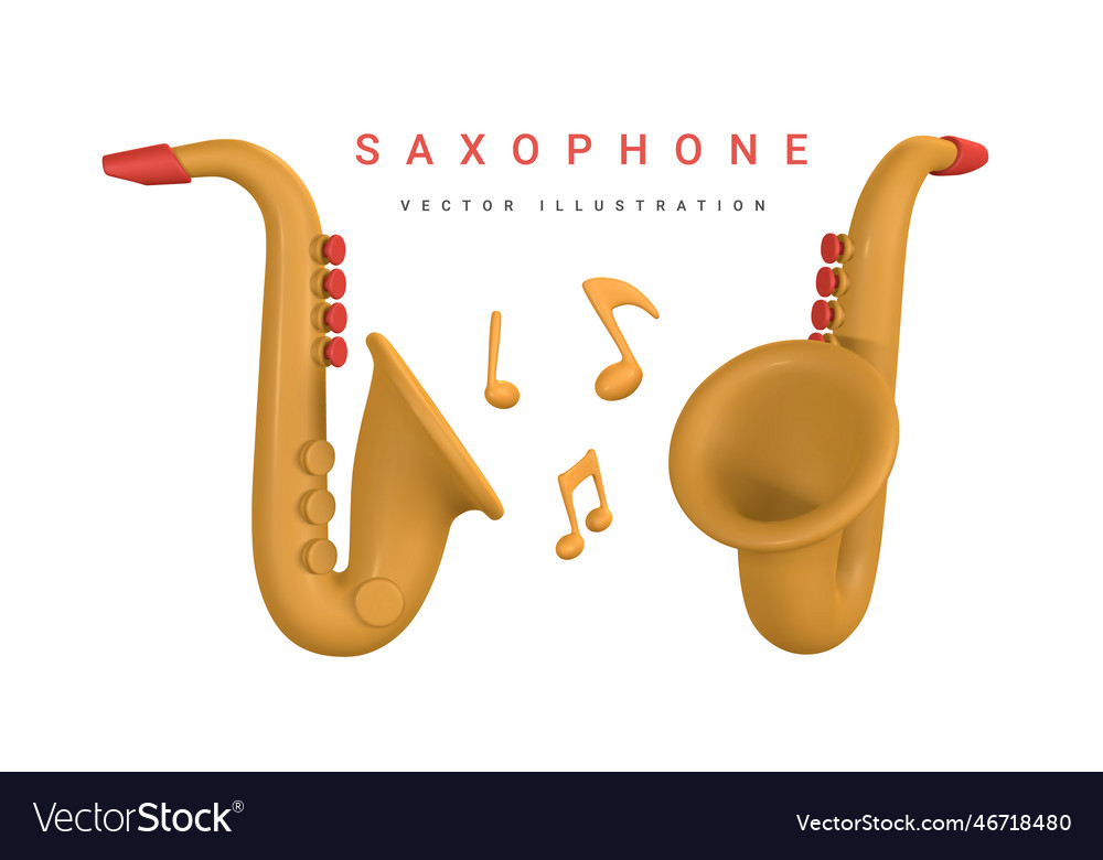 3d realistic saxophone for music concept design Vector Image