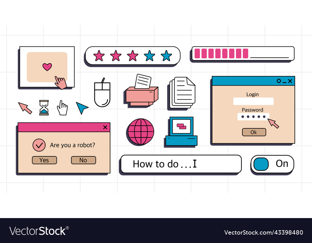 A set of user interface elements ui and ux themes