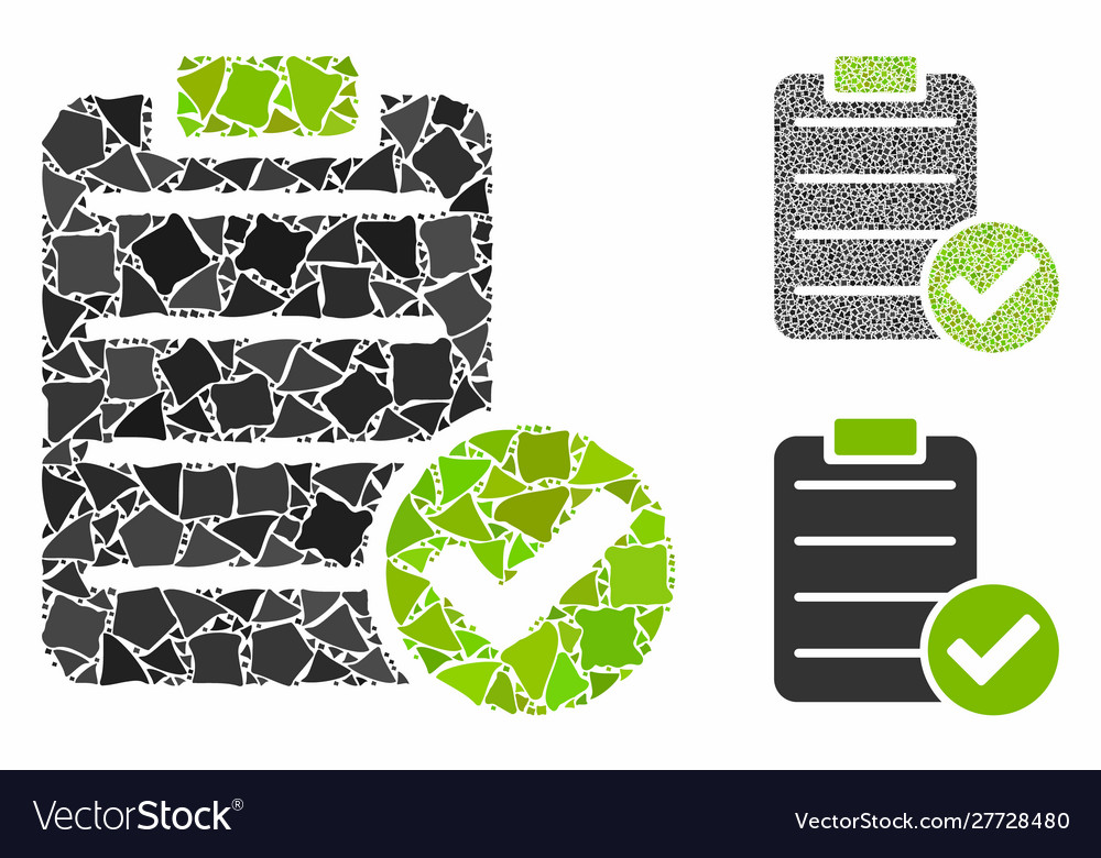 Approve list mosaic icon irregular elements Vector Image Approve list mosaic icon irregular elements