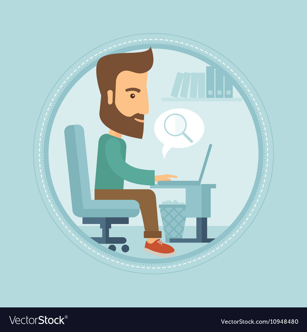 Businessman searching data in computer