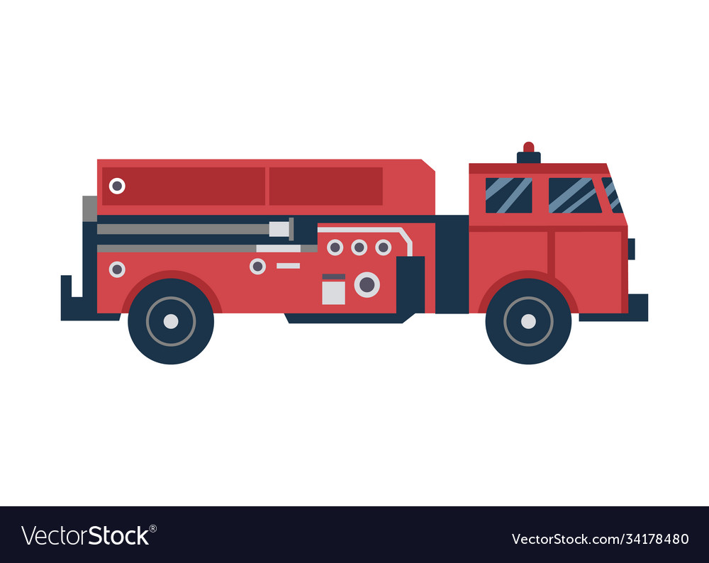 Cartoon icon red firetruck or car flat Royalty Free Vector