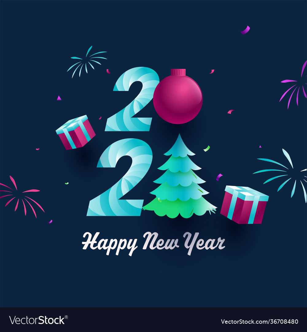 Creative 2021 text with bauble paper gradient