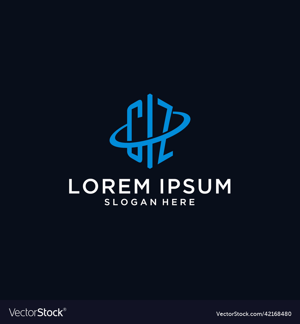 Cz initial monogram logo with hexagonal shape