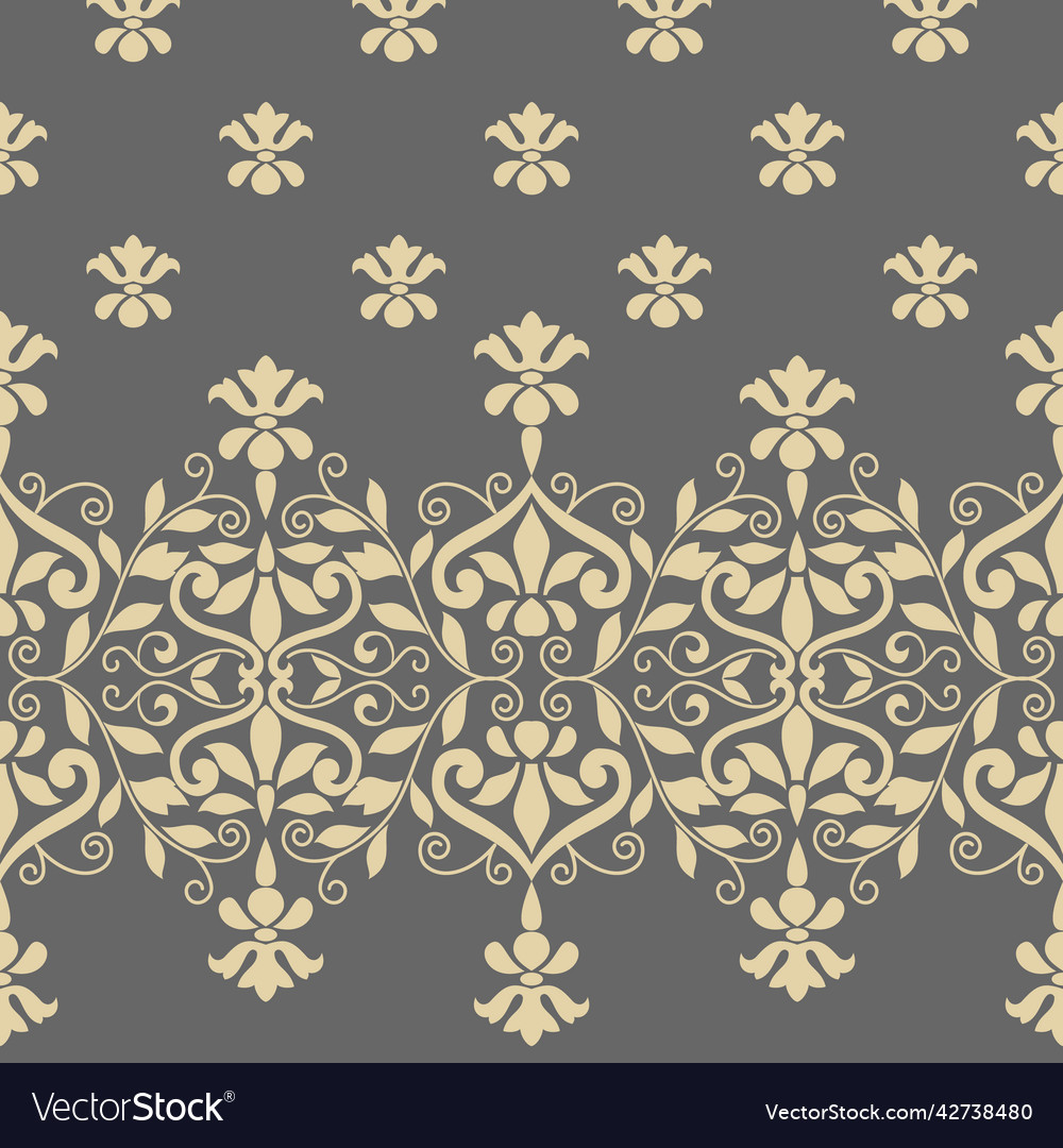 Damask border with foulard field seamless Vector Image