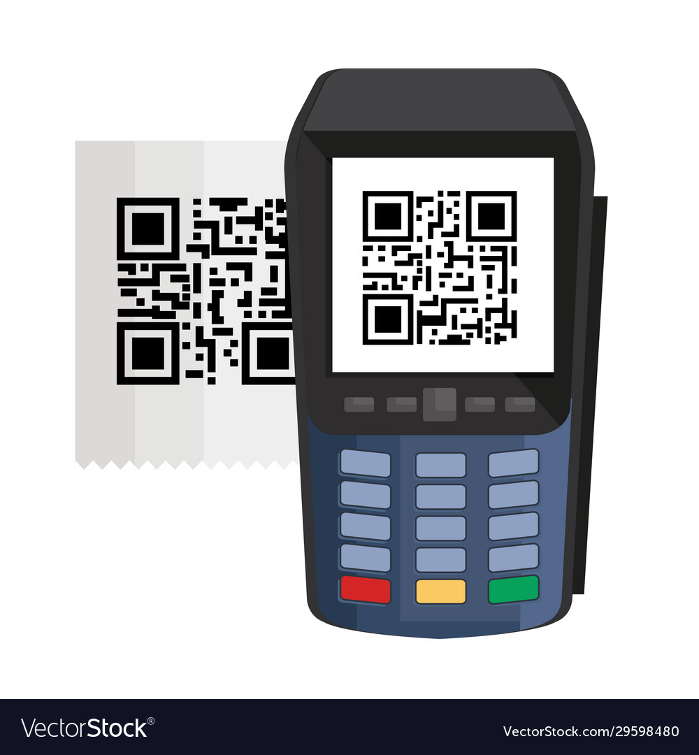 Dataphone with scan code qr vector image Dataphone with scan code qr