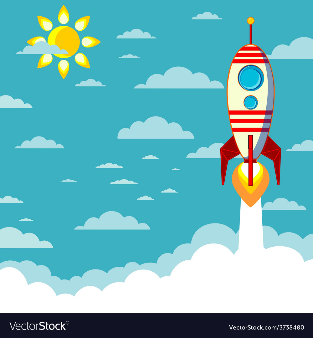 Flying rocket with space for text