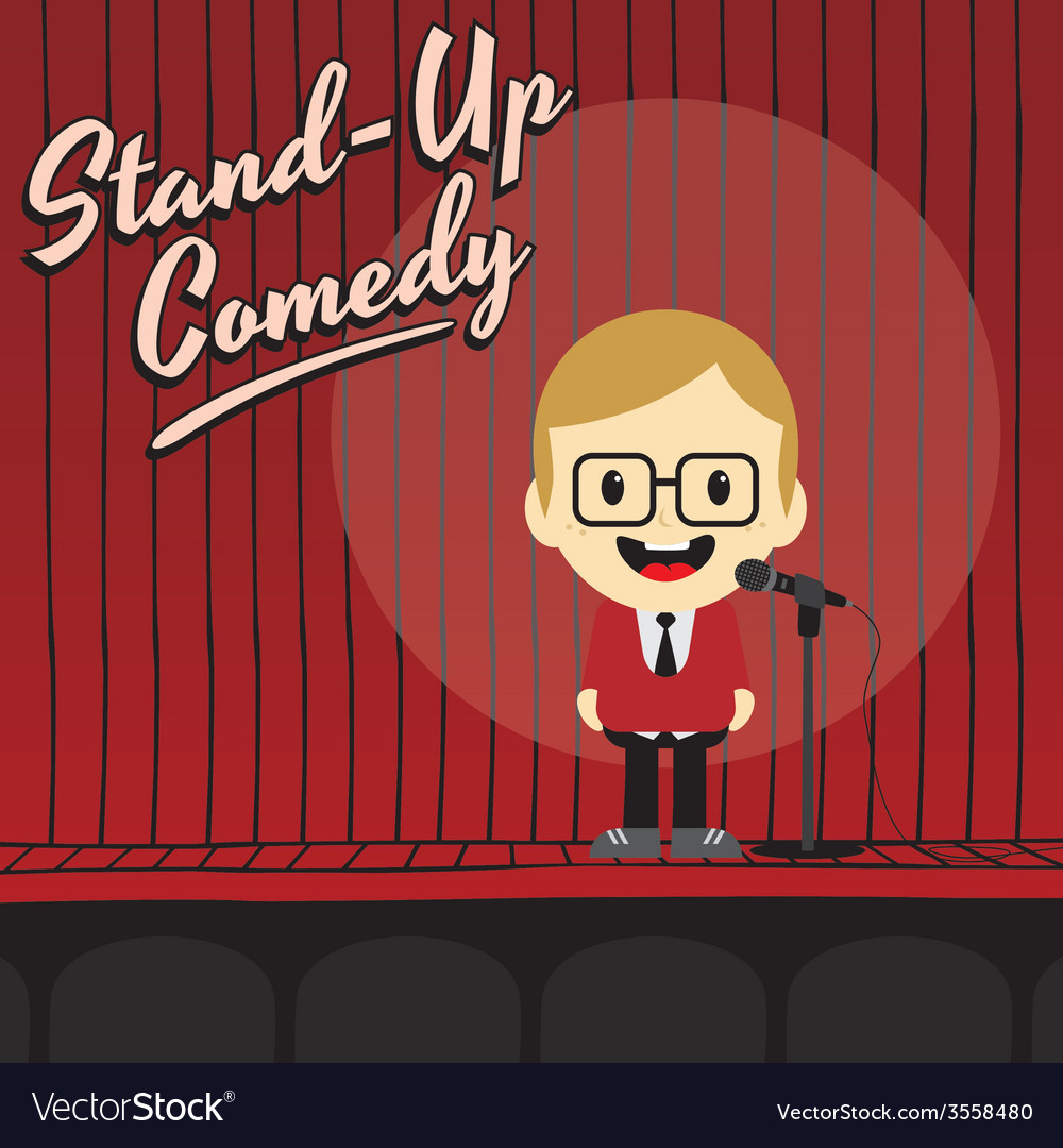 Male stand up comedian cartoon character Vector Image Male stand up comedian cartoon character Vector Image