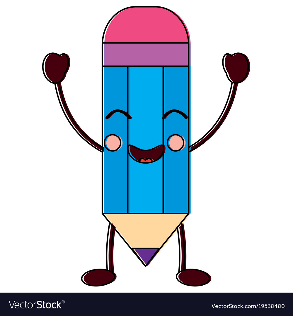 Pencil happy school liefert kawaii icon ima
