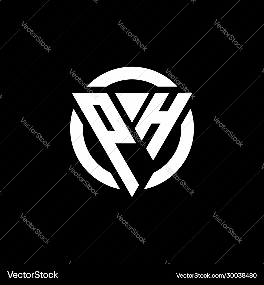 Ph logo with triangle shape and circle rounded Vector Image