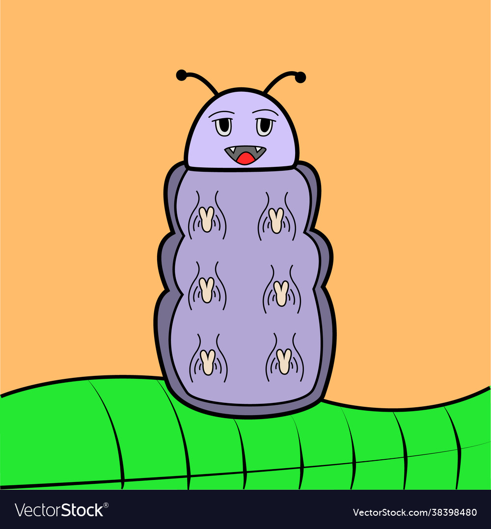 Lila Raupen auf einem grünen Blatt vector image Lila Raupen auf einem grünen Blatt