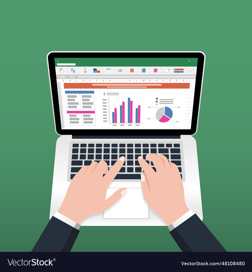 Spreadsheet on laptop screen financial accounting