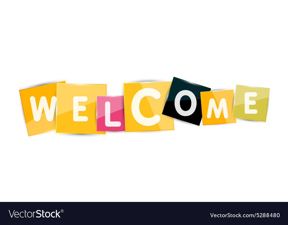 Welcome word with each letter on separate square