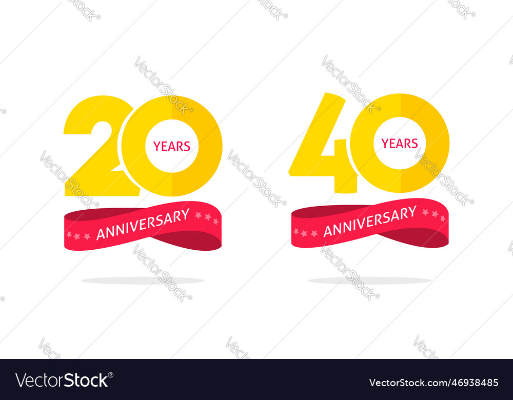 20 40 years anniversary badge jubilee birthday Vector Image