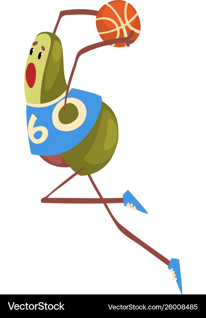 Avocado basketball player funny exotic fruit Vector Image