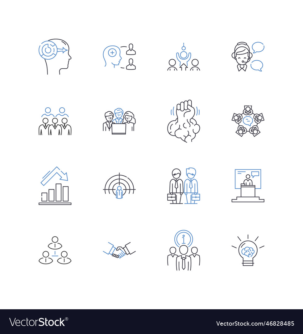 Consortium structure line icons collection