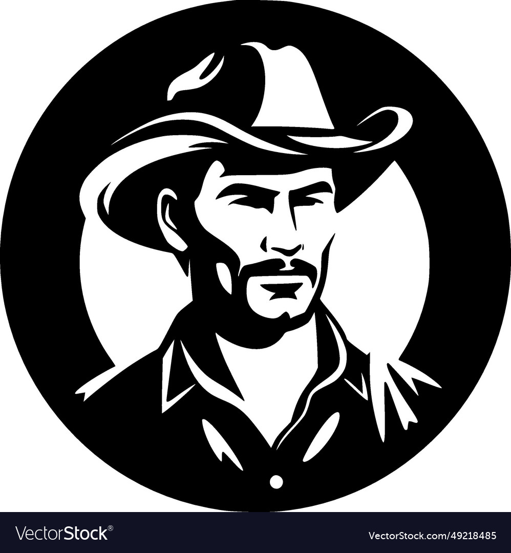 Cowboy - black and white Royalty Free Vector Image