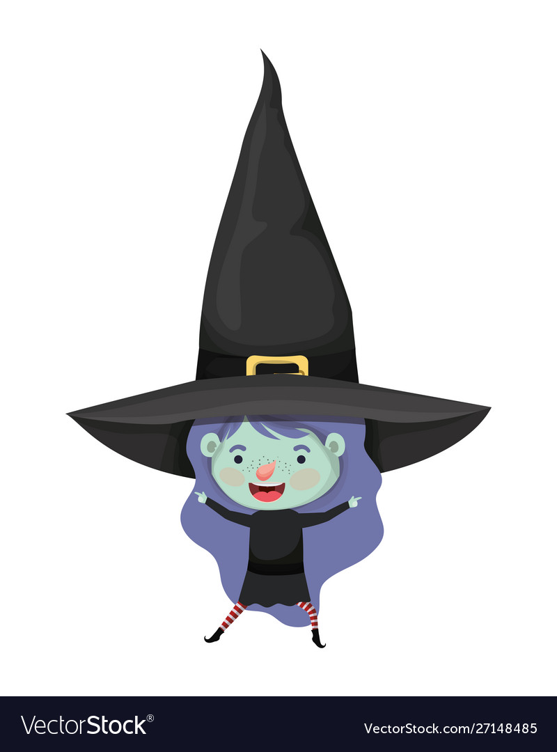 Cute little girl with witch costume Royalty Free Vector