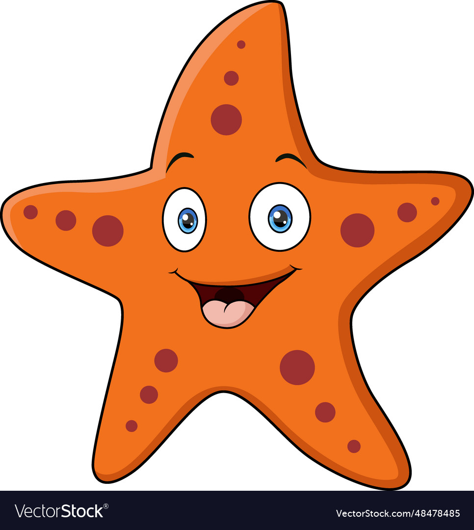 Cute orange starfish cartoon on white background Vector Image